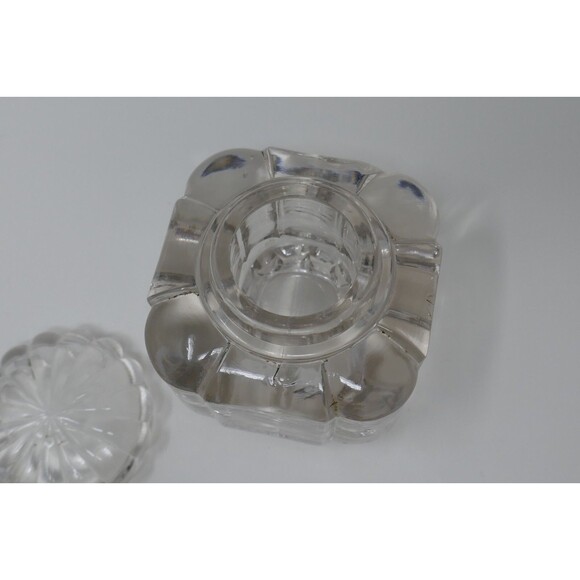 Vintage Heavy Crystal Glass Inkwell Paperweight with Glass Lid - Picture 5 of 12